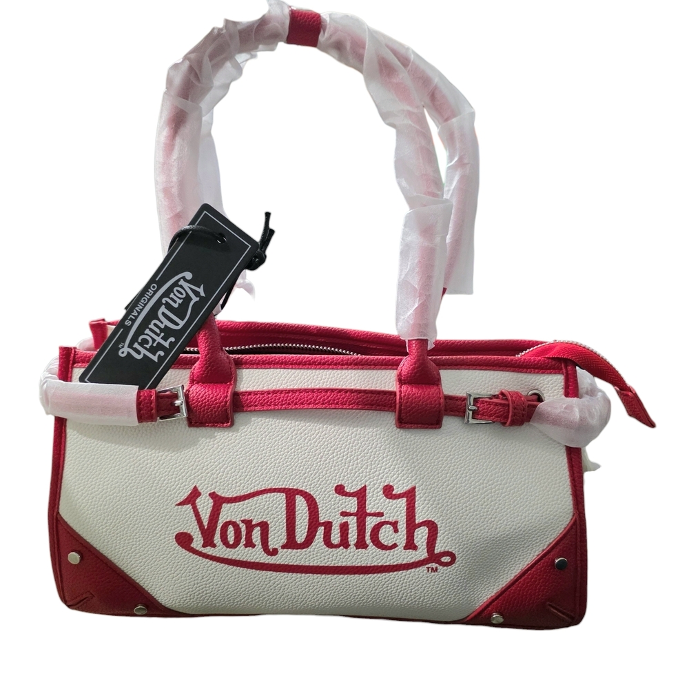 Von Dutch Red and White Satchel